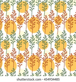 Seamless abstract pattern with trees. Fashion colors.