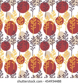 Seamless abstract pattern with trees. Fashion colors.