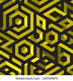 seamless abstract pattern with triangles and line. illusion 3d