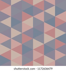 Seamless abstract pattern from triangles. Pastel shades. Blue and pink shapes