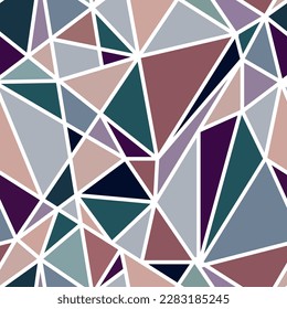 seamless abstract pattern of triangular shapes of different colors for prints on fabrics, packaging, stained glass windows and for interior design