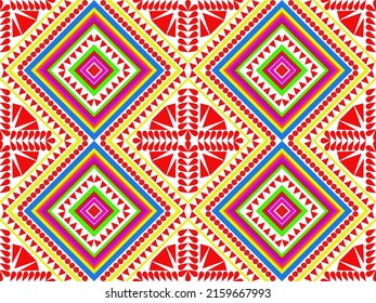 Seamless abstract pattern with tribal motives. Hmong design. Tribal pattern. Folk style typography template for paper and fabric. summer fashion