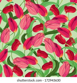 Seamless abstract pattern with tulips. Textile, paper, texture.