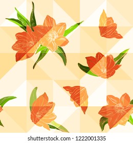 Seamless abstract pattern with tulips. Vector illustration