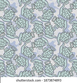 Seamless abstract pattern with unusual repeating hand drawn teapots