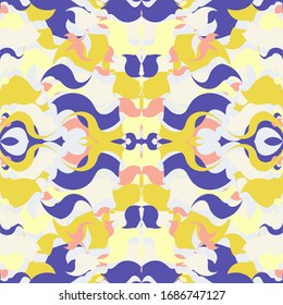 Patrón abstracto de una variedad de formas. Interminable fondo brillante. Rosa, amarillo azul. Formas aleatorias. Ilustración vectorial.