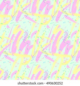 Seamless abstract pattern of various shapes smear soft pastel colors in an arbitrary manner. Background. Vector illustration