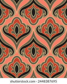Seamless abstract pattern. Vector damask ornament. Vintage color background for wallpaper, textile, carpet and any surface. 