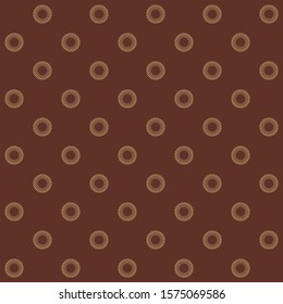 Seamless abstract of pattern vector. Design small mandala shape yellow on brown background. Design print for illustration, texture, textile, wallpaper, wrapping, background. Set 6