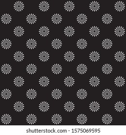 Seamless abstract of pattern vector. Design mandala shape white on black background. Design print for illustration, texture, textile, wallpaper, wrapping, background. Set 1
