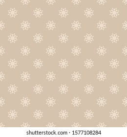 Seamless abstract of pattern vector. Design of snow flakes style beige on light brown. 
