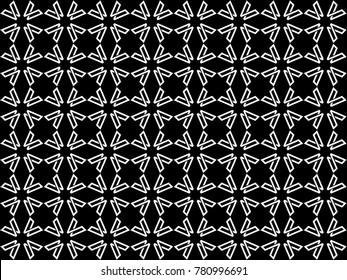 Seamless abstract pattern vector. Design white on black background. Design print for textile, wallpaper, background.