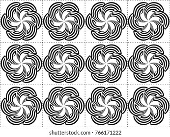 Seamless abstract pattern vector. Rotor design black on white background. Print for wallpaper, textile, background.