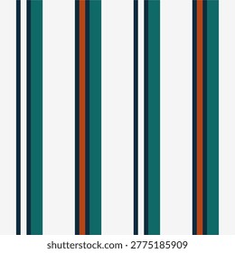 Seamless abstract pattern with vertical colorful stripes. Vector illustration. Classic red and green pattern. A textile pattern for fashion and decor. Vector image of vertical red, orange, green stripes on  white background creating a seamless pattern. Ideal for backgrounds and textile designs.