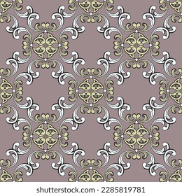 Seamless abstract pattern in Victorian style. Light curly vignette frames, abstract floral print, elements of Celtic motifs. A beautiful and stylish decoration for the design of any interior.