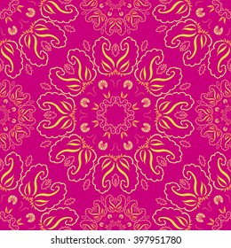 seamless abstract pattern, vintage background with floral elements