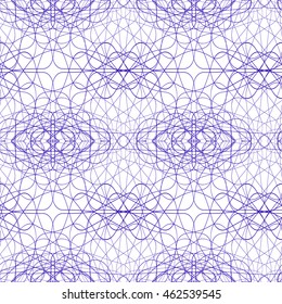 Seamless abstract pattern with violet guilloche ornament isolated on white (transparent) background. Vector illustration eps