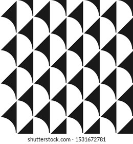 Seamless abstract pattern with volume elements. Black and white ornament of square format.