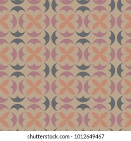 seamless abstract pattern in warm colors of pink and orange with stylized flowers