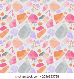 Seamless abstract pattern of watercolor spots in digital technique. For packaging, wallpaper, fabric, textiles, printing.