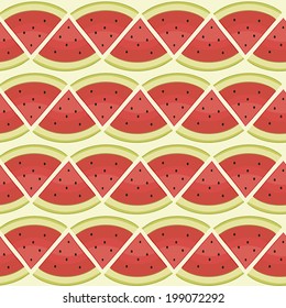 Seamless abstract pattern with watermelon. Vector illustration.