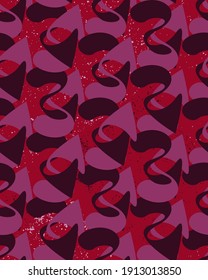 Seamless abstract pattern with wave shapes and grunge dots