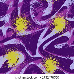 Seamless abstract pattern with wave shapes and grunge spots