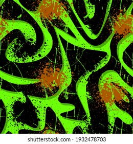 Seamless abstract pattern with wave shapes and grunge spots