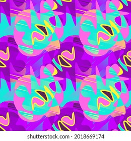 Seamless abstract pattern with wave shapes and dots