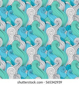 Seamless abstract pattern, waves background, wallpaper