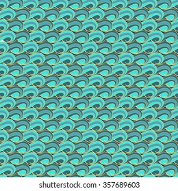 Seamless abstract pattern with waves in blue colors. Nautical theme. 