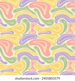 Seamless abstract pattern of waves or fluids with paster colors