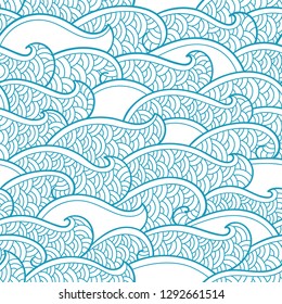 Seamless abstract pattern. Waves and scales in traditional oriental style. Vector illustration.