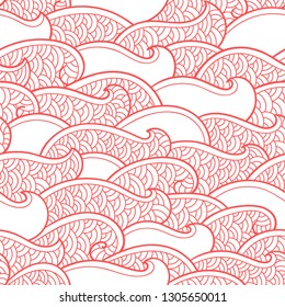 Seamless abstract pattern. Waves and scales in traditional oriental style. Vector illustration.