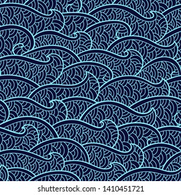 Seamless abstract pattern. Waves and scales in traditional oriental style. Vector illustration.