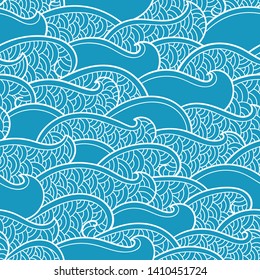 Seamless abstract pattern. Waves and scales in traditional oriental style. Vector illustration.