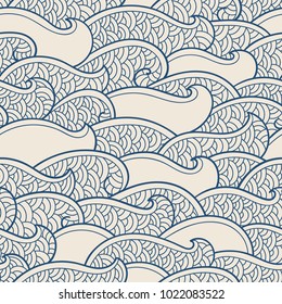 Seamless abstract pattern. Waves and spirals. Vector illustration.