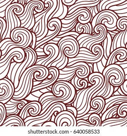 Seamless abstract pattern. Waves and spirals. Vector illustration. The swell on the sea. Ocean. 