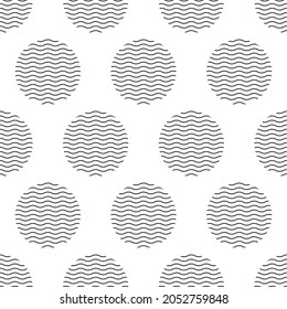 Seamless abstract pattern with wavy circles on white background. Kaleidoscope background. Bright wallpaper, good for printing. Summer Vector illustration.