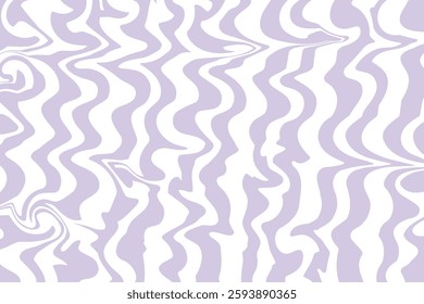 Seamless abstract pattern with wavy lavender and white lines. A soft, fluid design perfect for wallpapers, textiles, backgrounds, packaging, digital art, and creative projects.