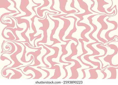 Seamless abstract pattern with wavy pink and white lines. A soft, fluid design ideal for wallpapers, textiles, backgrounds, packaging, digital art, and creative projects.
