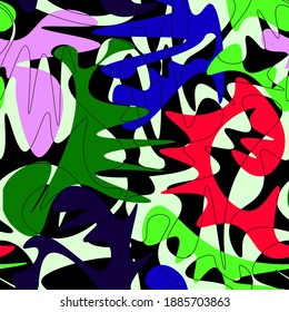 Seamless abstract pattern with wavy shapes and lines