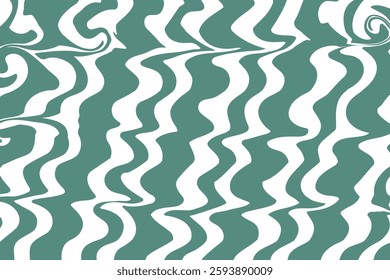 Seamless abstract pattern with wavy teal and white lines. A modern fluid design, perfect for backgrounds, wallpapers, textiles, digital art, and decorative projects.