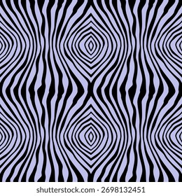 Seamless abstract pattern with wavy vertical stripes evoking rhythm, movement, and vintage design energy. Vector illustration.