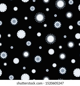 Seamless abstract pattern. White circles on a black background. Print for textiles. Vector illustration.