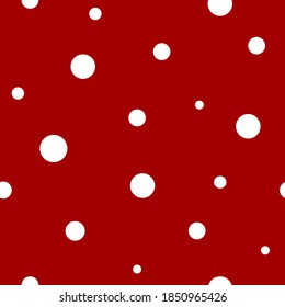 Seamless abstract pattern of white circles and dots on red background. Kaleidoscope background. Bright wallpaper, good for printing. Summer Vector illustration.