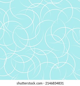 Seamless abstract pattern of white crescents on tiffany blue. Vector repeating abstract background.  Vektor Stok