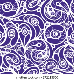 seamless abstract pattern with white elements in blue background