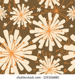 Seamless abstract pattern with white flowers.