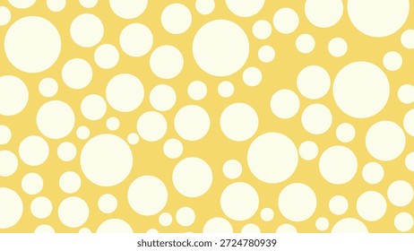 Patrón Abstractas inconsútil de lunares blancos en diversos tamaños aleatoriamente dispersados en un fondo amarillo vibrante, con diseño geométrico minimalista para el Fondo de pantalla y los textiles del verano